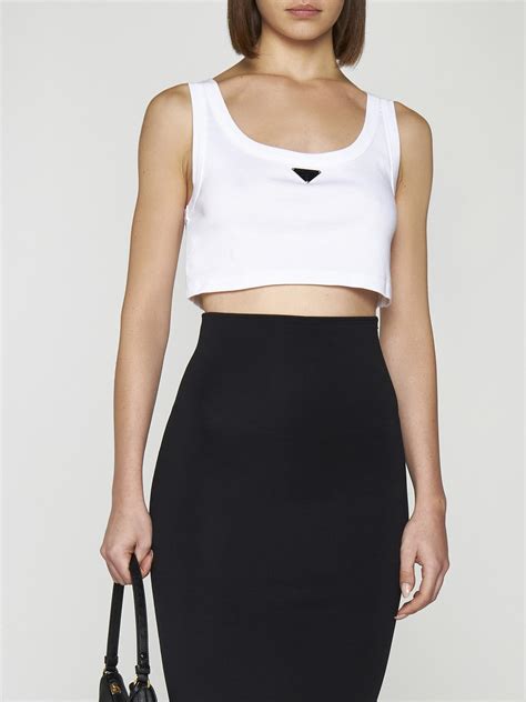 prada white crop top|grayed prada tank top.